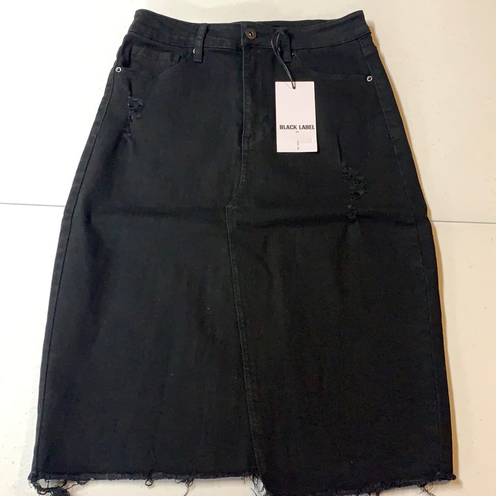 Black Lebel Distressed Denim Skirt